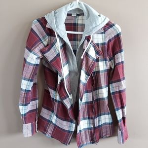 Plaid asymmetrical zip up
